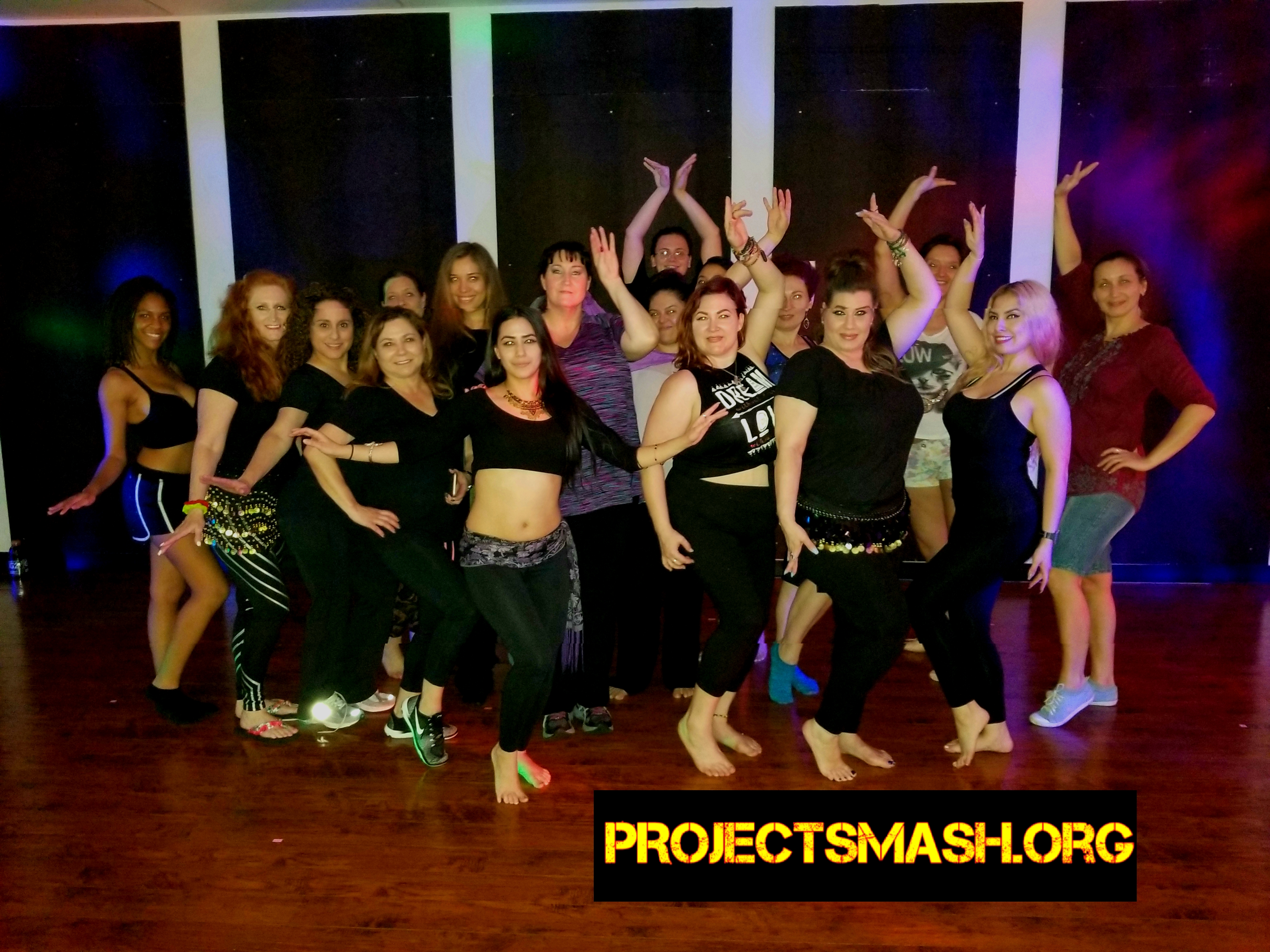 Belly dancers posing at SMASH