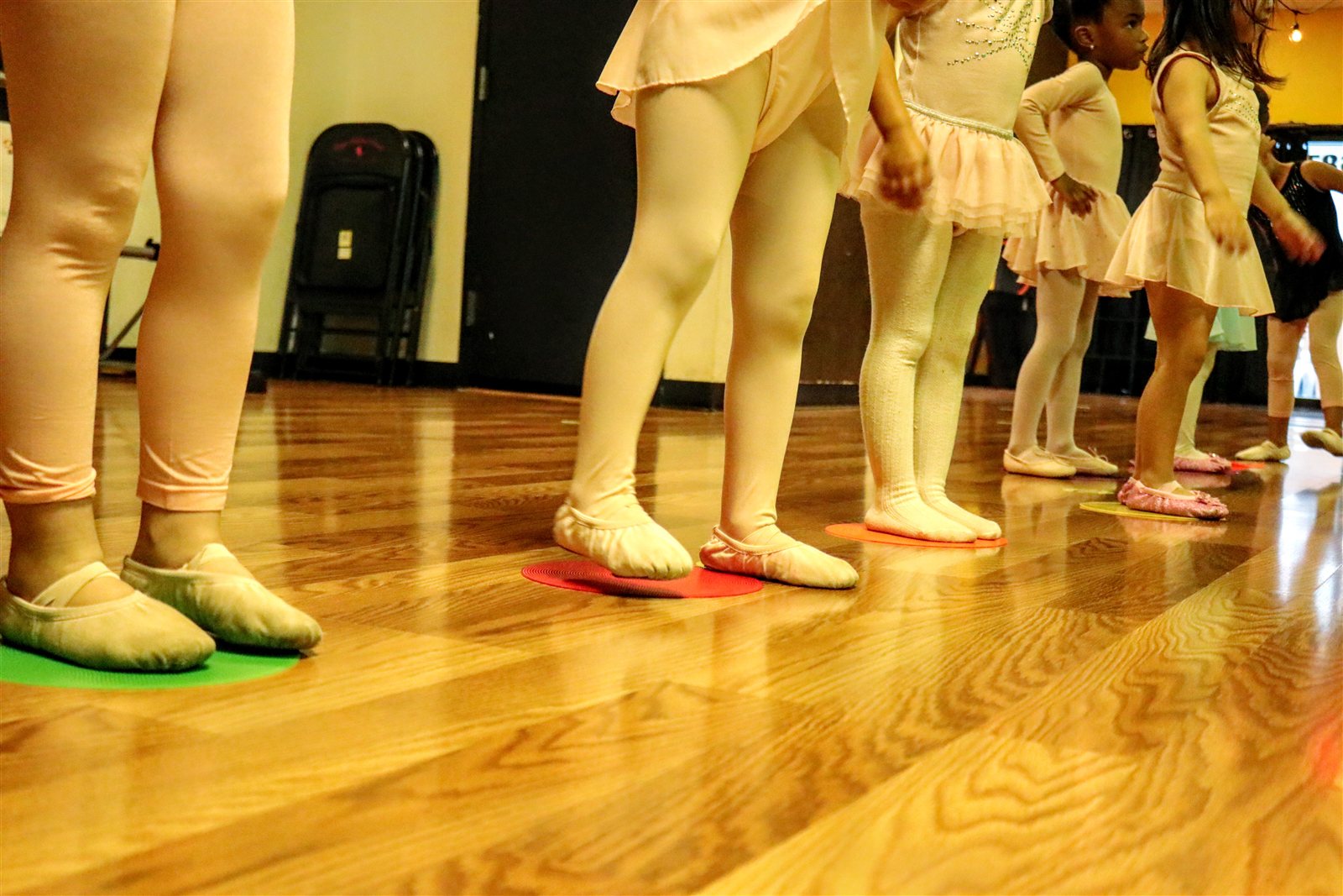 Young ballet students practicing together